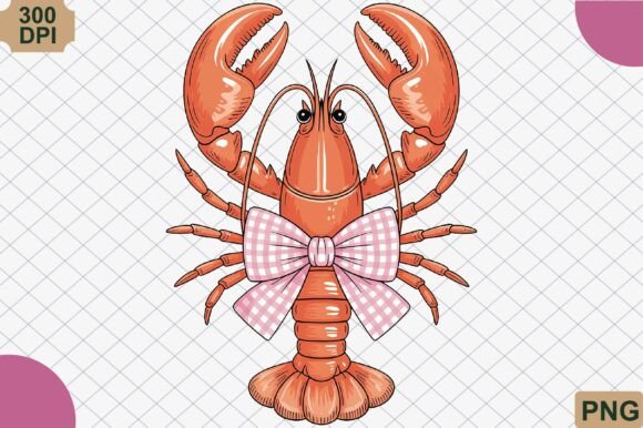 Download Lobster Coquette Bow Coastal Summer PNG - Premium Resources
